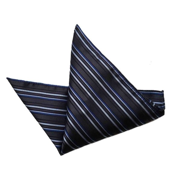 Gascoigne Silk Pocket Square Striped Gray Brown - Picture 1 of 1